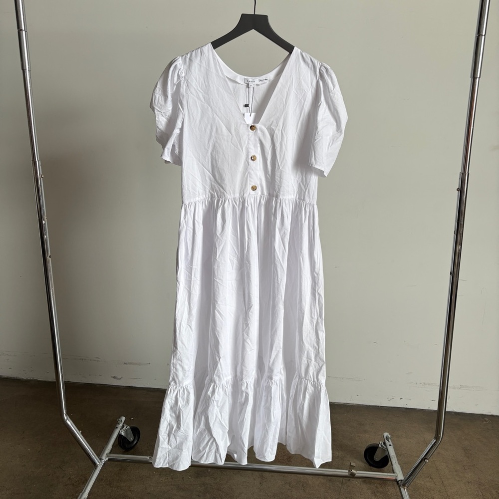 $475 NWT White Rhode Cotton “Nisha” Midi Dress Sz Medium - Picture 8 of 15
